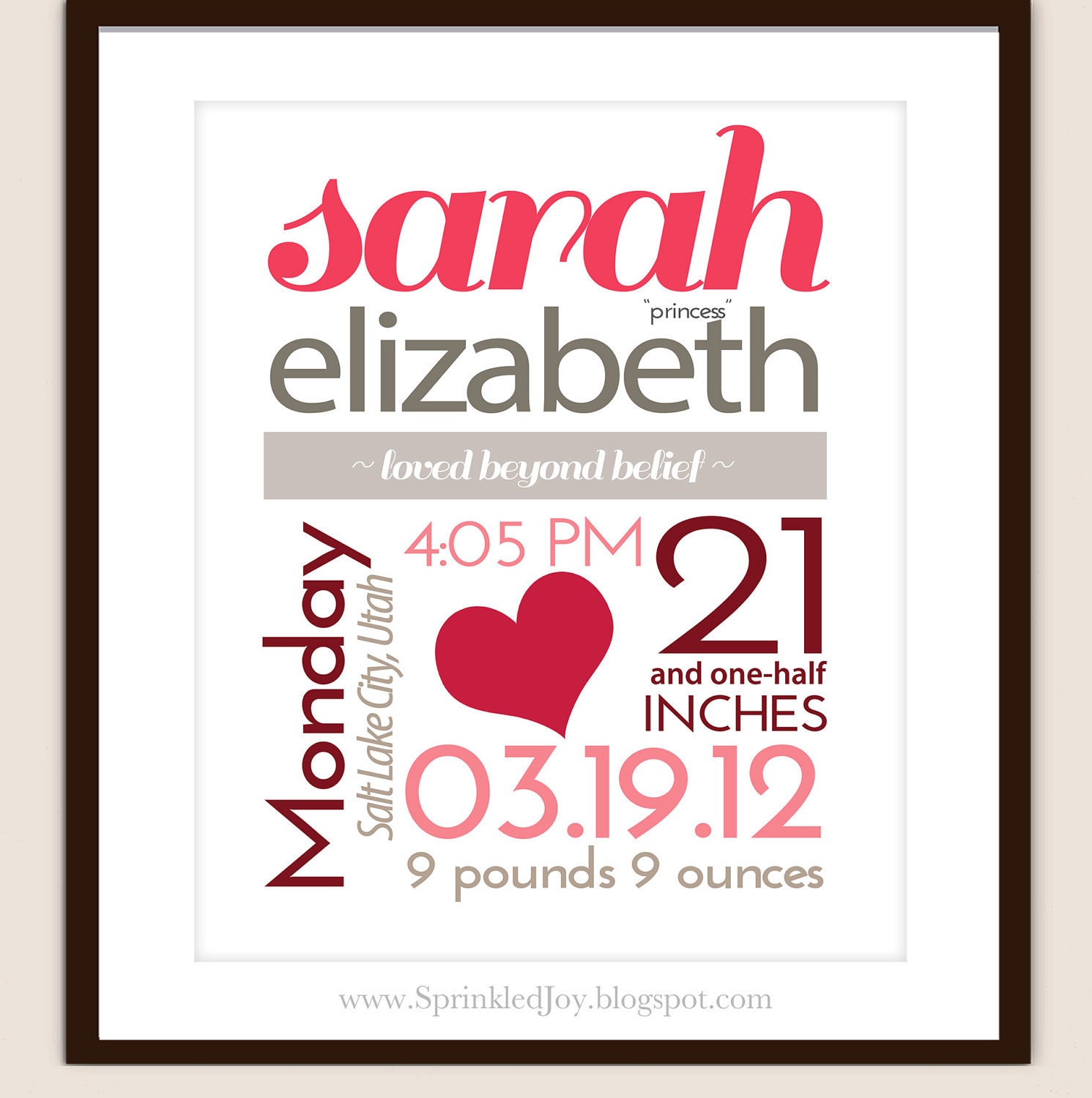 Newborn Birth Statistics Subway Print - 8x10 Fully Customizable - Other Sizes Upon Request