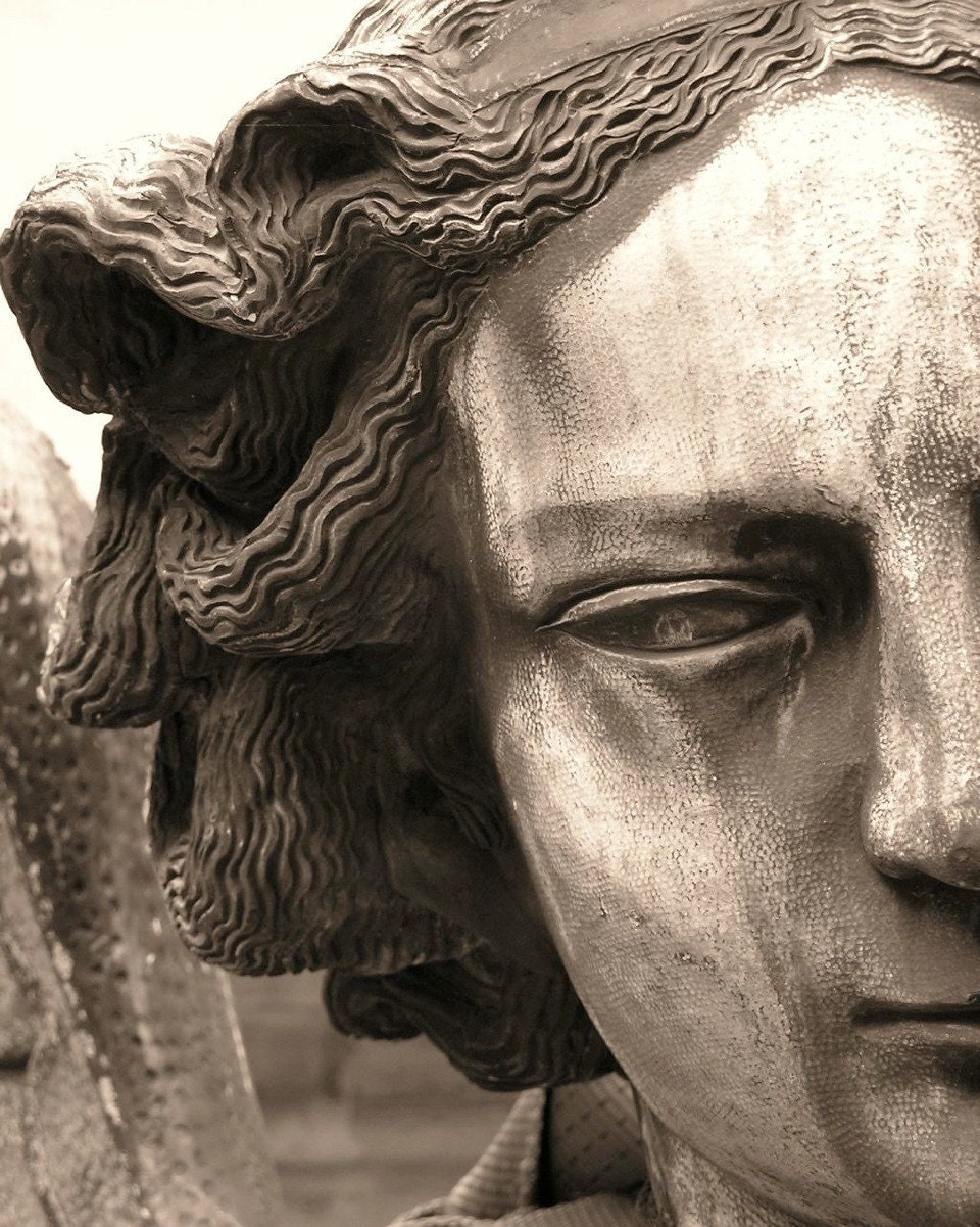 L'Ange de la Sainte-Chapelle - 8x10 Photograph.  weathered ethereal gothic grey patina angel in paris. Cathedral. Religion. Mysterious.