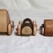 trio of log racers - natural wood cars made from firewood