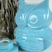 Vintage Ceramic Owl Coin Bank, Turquoise