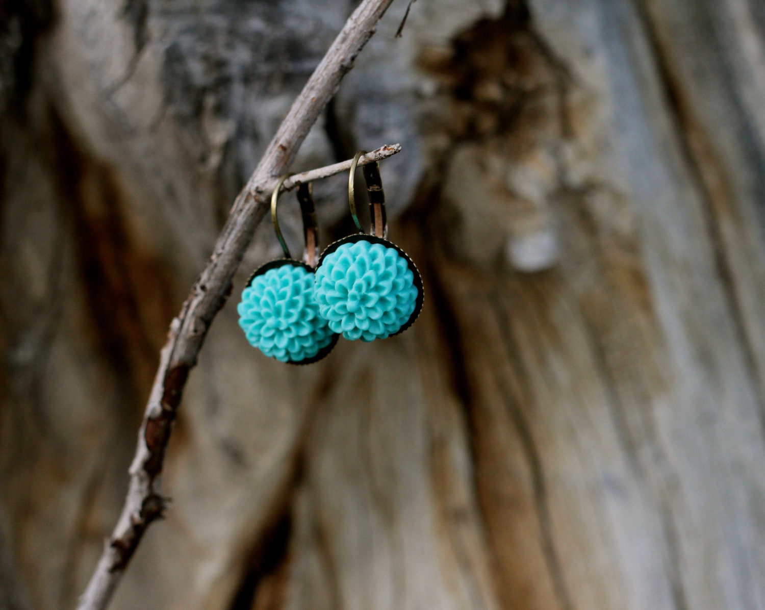 NEW Antique Mum Teal Earrings Made by Brumbys Accessories