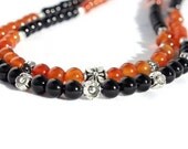 Necklace cornelian  black agate indian inspired
