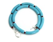 Necklace aquamarine blue red glass spring summer fashion