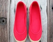 Red Ballet Flat Espadrilles - Available in 6, 7, 8, 9 US Sizing / 36, 37.5, 38.5, 40 EUR Sizing