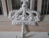 crown wall hook shabby chic coat hanger nursery decor jewelry holder french country girls room paris apartment WHITE cast iron hook