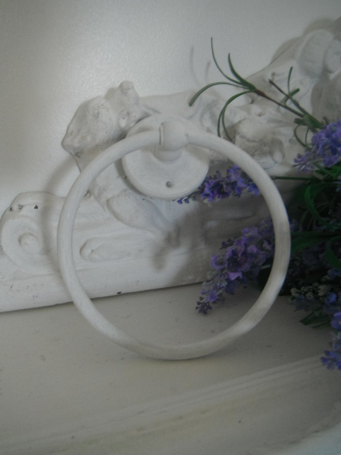 RESERVED - hand painted towel ring towel holder, shabby chic cottage chic rustic farmhouse shabby decor bathroom decor
