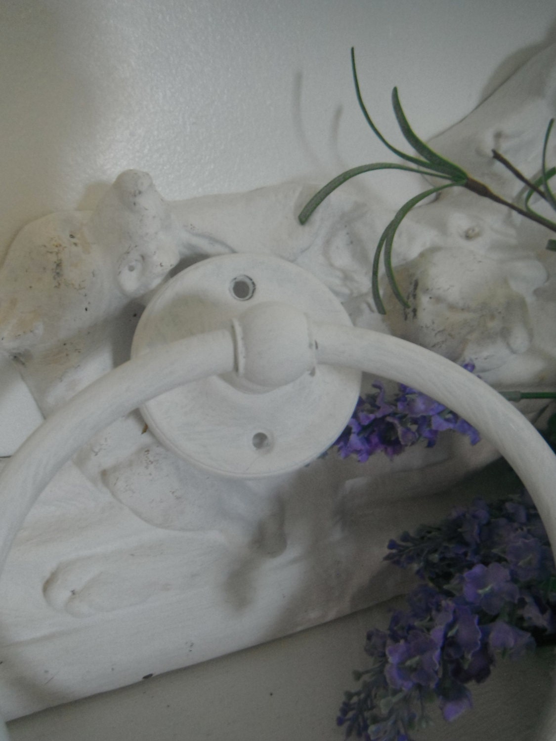 RESERVED - hand painted towel ring towel holder, shabby chic cottage chic rustic farmhouse shabby decor bathroom decor