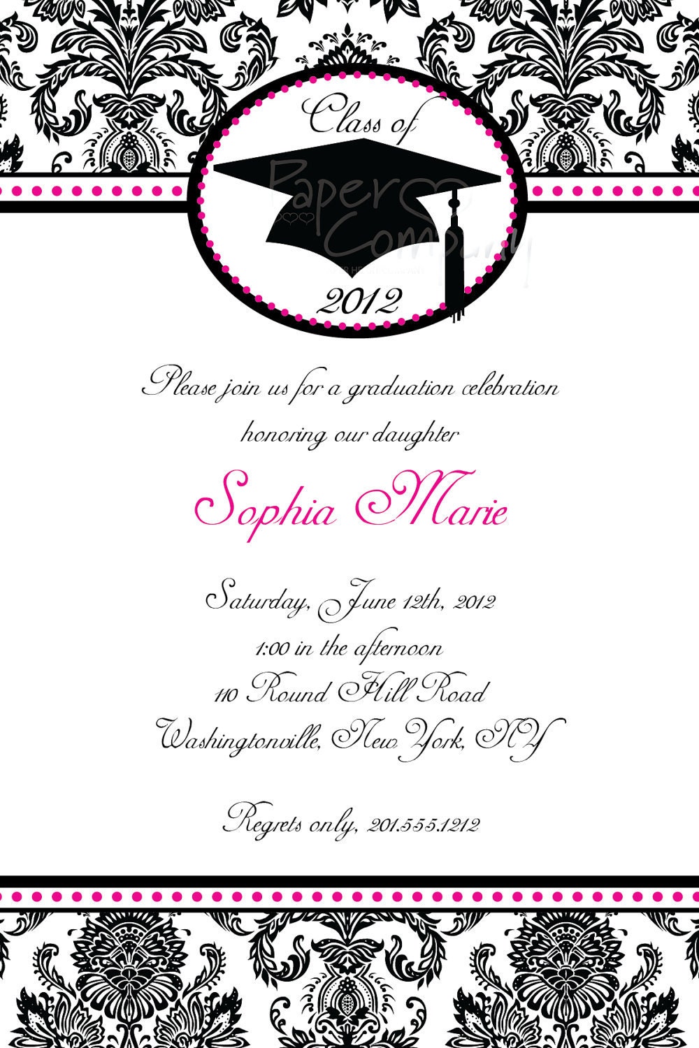 Parisian Chic Graduation Invitation Custom DIY, you print, printable Il_170x135