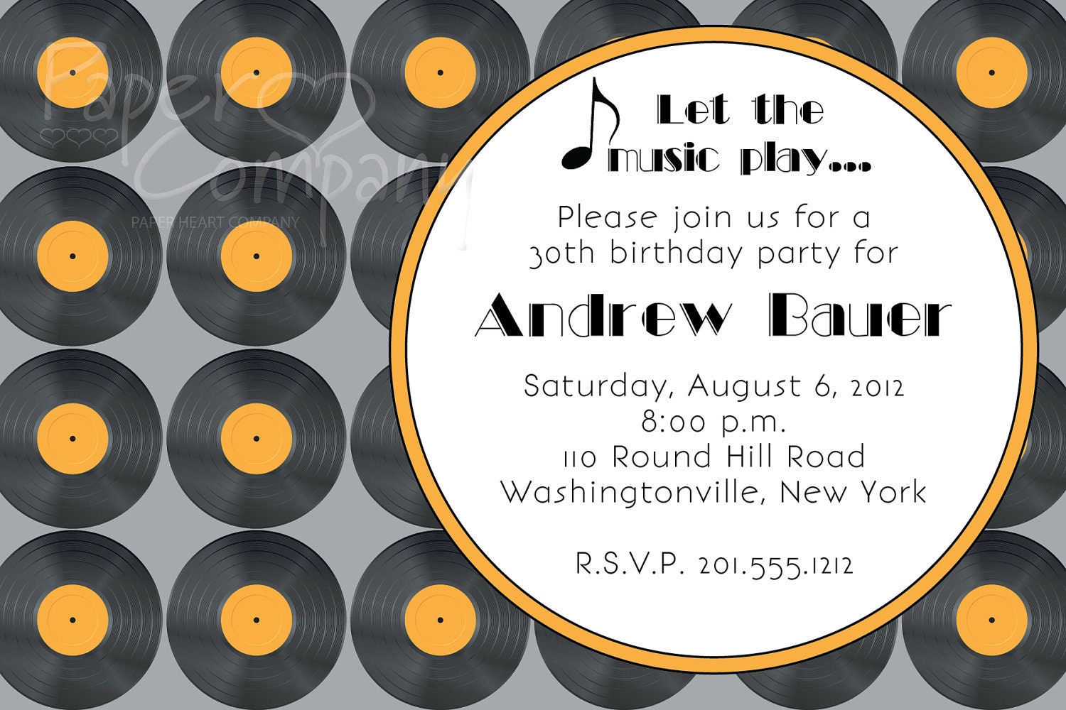 VINTAGE RECORDS Birthday Adult Party Event Printable Invitation Il_570xn