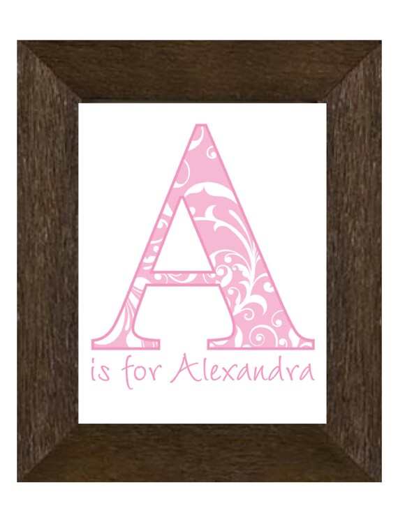 DAMASK INITIAL Personalized Custom Digital File - Typography Nursery Gift/Wall Art Decor/Memento - 8.5" x 11", DIY printable Il_570xn
