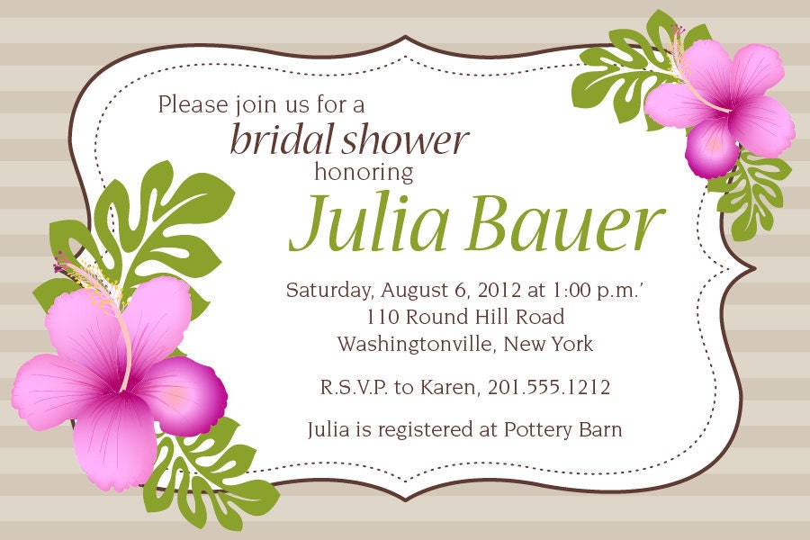 HIBISCUS CHIC Bridal Shower Party Event Printable Invitation