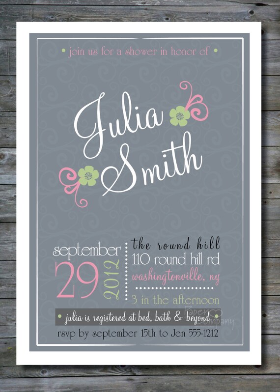 LOVELY Custom Bridal Shower/Baby Shower Invitation Digital Design - You Print Il_570xn
