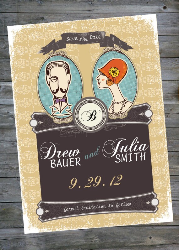 MODERN CAMEO Wedding Save the Date- You Print, DIY, Digital File Il_570xn