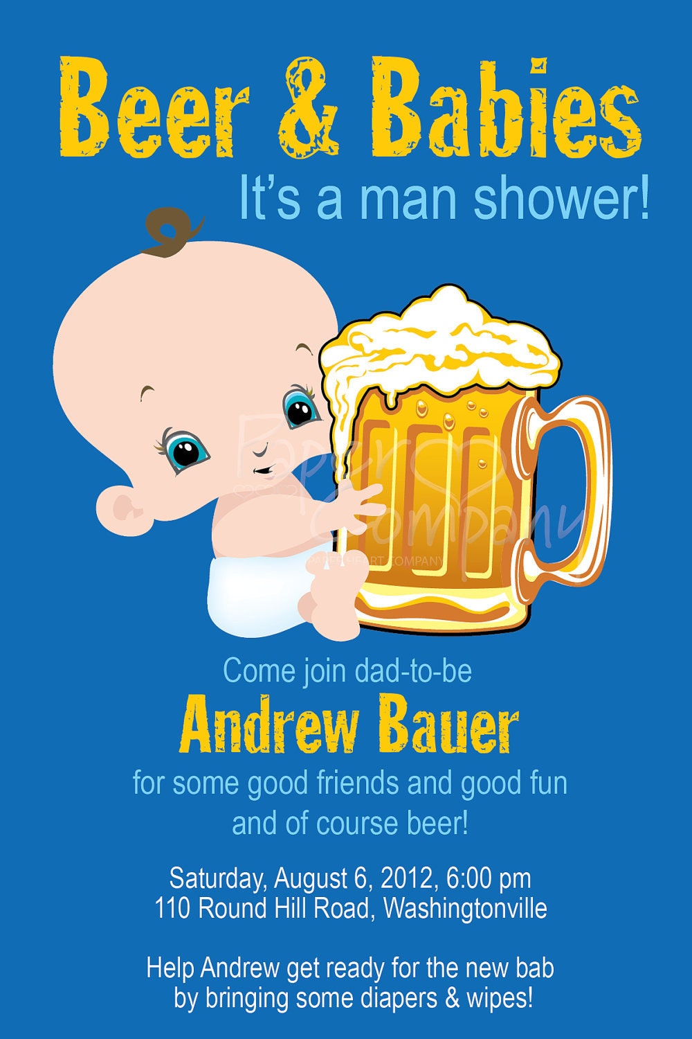 MAN SHOWER Beer and babies Diaper Party Invitation Printable diy Customizable