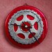 Candy Red Chain-Wrapped Sprocket Clock