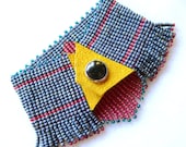 La Bonita Beadwoven Cuff Bracelet with Fringe in Denim Blue, Cranberry Red, Teal, and Yellow Leather