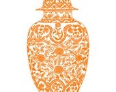 Ming Chinoiserie Orange Ginger Jar on White 11x14 Giclee