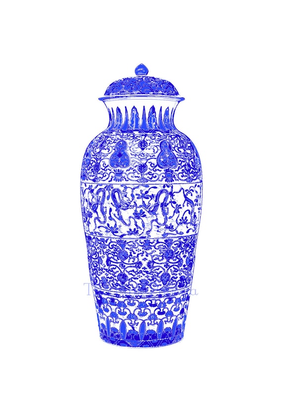 Blue and White Chinoiserie Ginger Jar Giclee 13x19