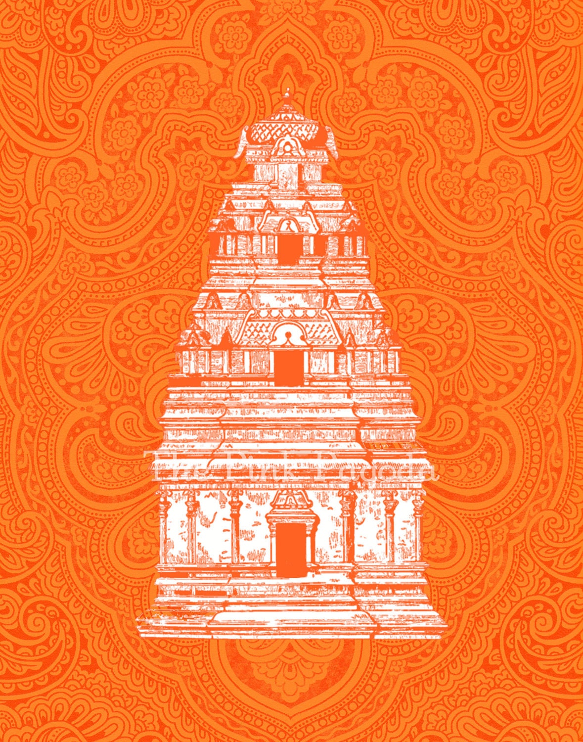 Indian Pagoda in Orange 11x14 Giclee