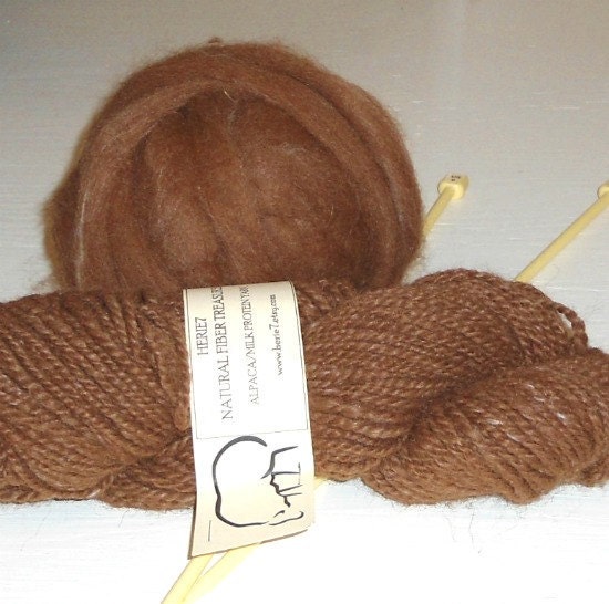 Brown Roving Alpaca Milk fiber 4oz Spin Felt Fiber
