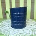 Vintage flour sifter blue Acme hand crank green wooden handle