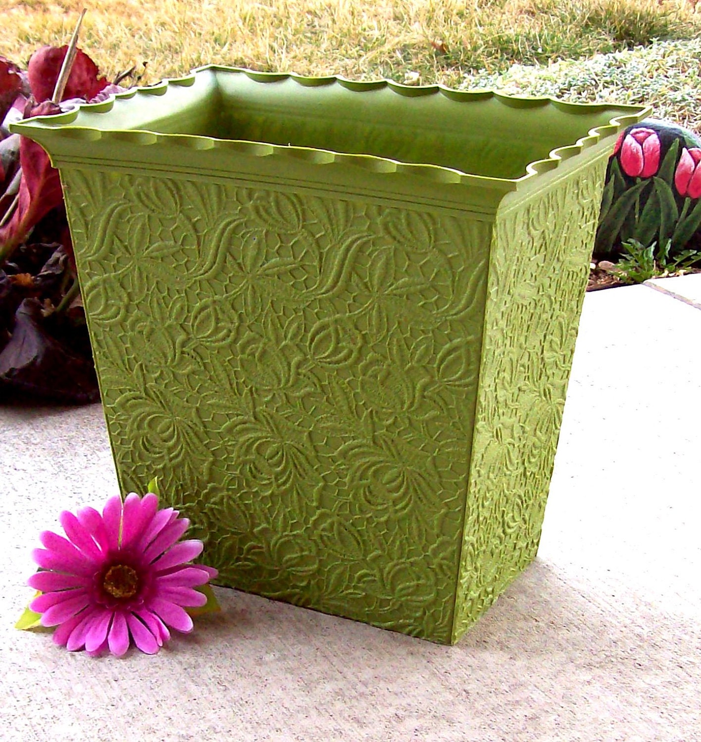 Max Klein wastebasket embossed lace design