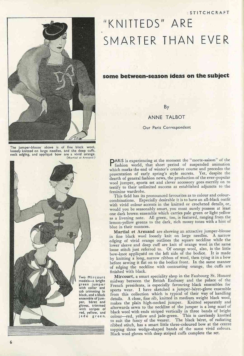 Stitchcraft February 1933, Art Deco handcrafts - Vintage Knitting Pattern booklet PDF
