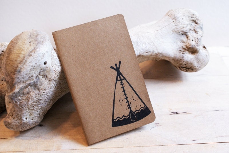 Tipi Blank Moleskine Journal Notebook - Pocket Size - Hand Carved Stamp