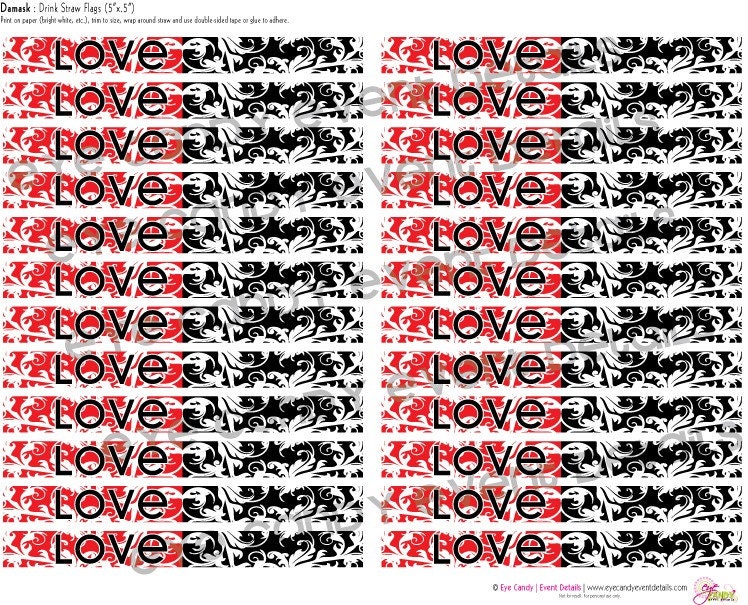 DAMASK Love Drink Straw Flags DIY Printables Il_170x135