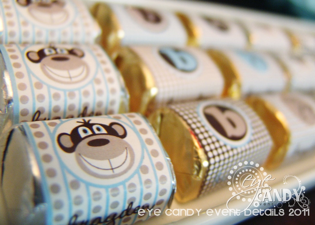 Mod Monkey Baby Boy Shower DIY Printable Nugget Candy Wrappers Il_170x135