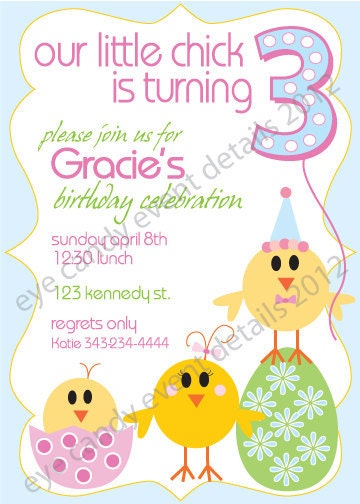 Happy Birthday EASTER chick - Birthday Party Invite - DIY Printable Invitation - CUSTOMIZE Il_170x135