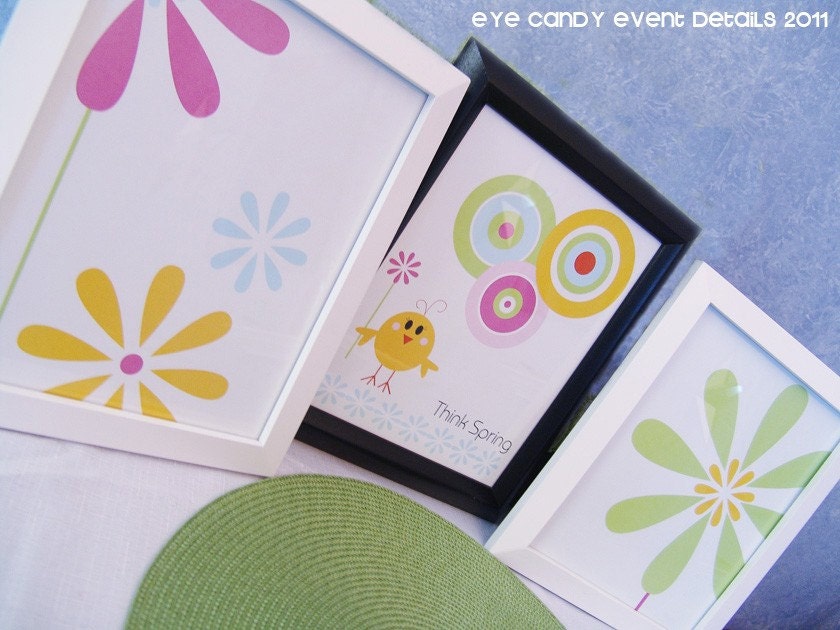 Think Spring - DIY Printable set of 3 Art Prints / Poster Collection Il_570xn