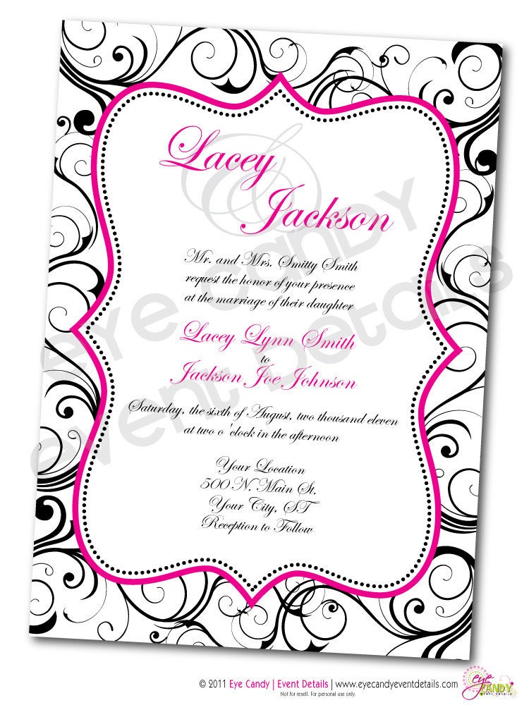 Damask Scroll Wedding Rehearsal Shower Invitation - Customized DIY Printable - Wedding Invite - Shower Invite Il_570xn