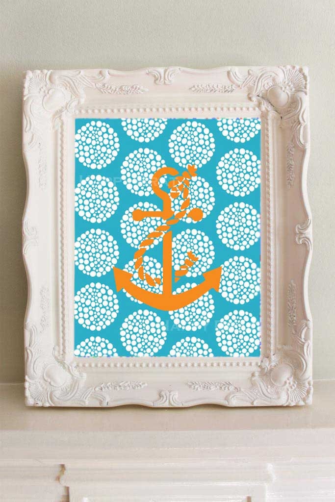 Nautical Art Print - Modern Anchor Print 8 x 10 ,Nautical Decor
