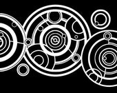 Doctor Whos Gallifreyan Name White Vinyl Decal (11.25 in x 3.674 in)