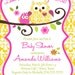 Custom Listing for Marvelis: 40 Owl Baby Shower Invitation