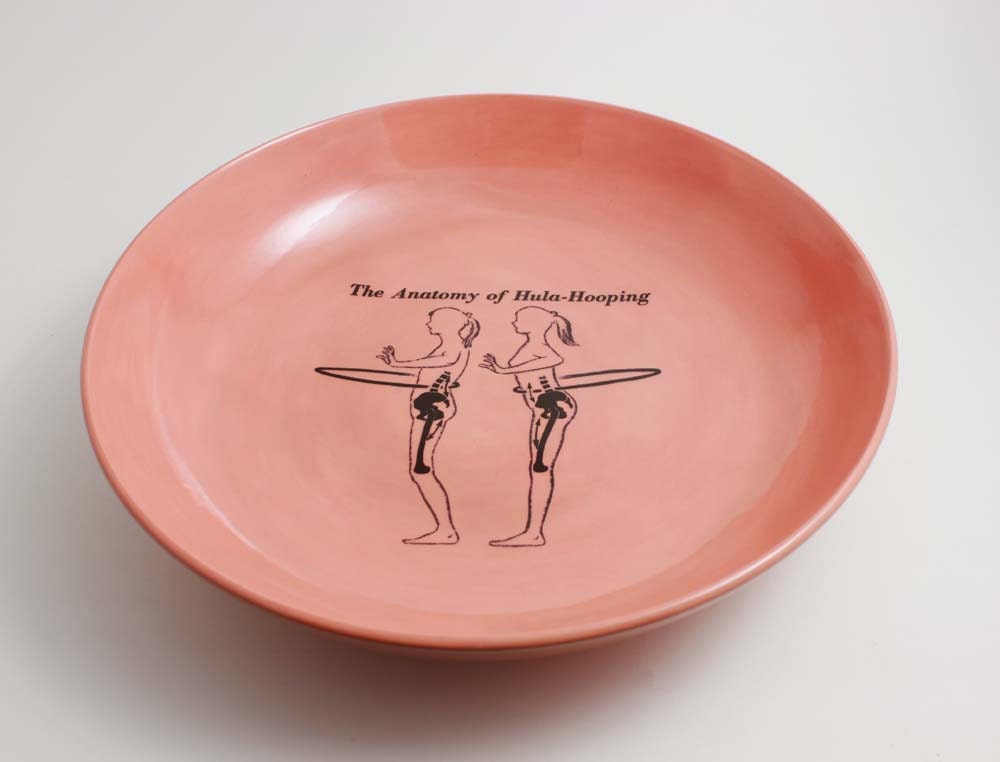 Peach Bowl with 1950s Hula-Hoop Girl