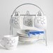 Espresso Cups Set of 4 with Saucers, Black and White Caffeine Molecule