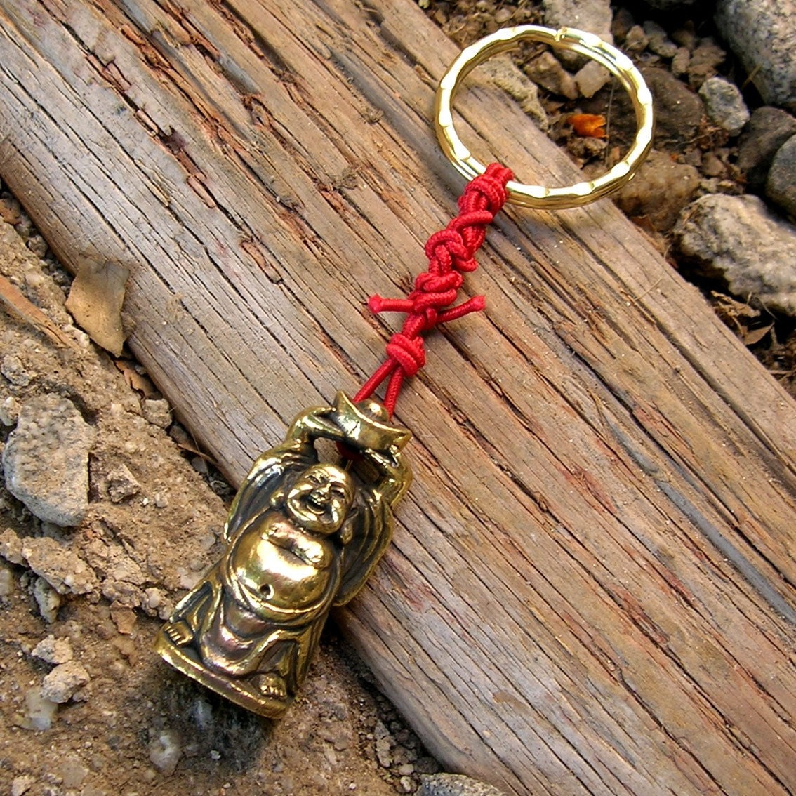 Laughing Buddha - Tibetan pendant keychain - red string protection