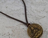 buddha - Tibetan hand made Buddha pendant on deer skin suede - men unisex - ON Sale