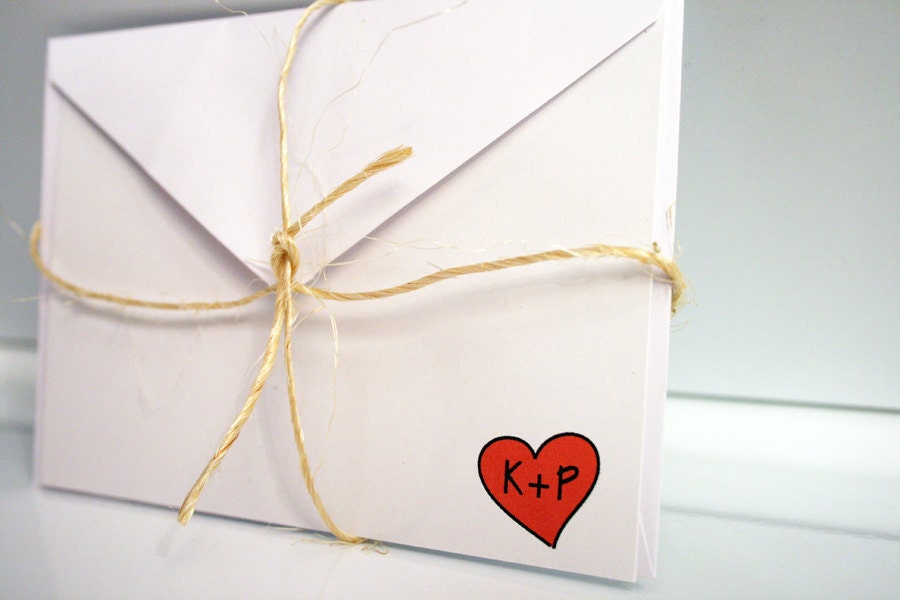 Heart -- Personalized Stationery -- Signed with Love -- Wedding or Valentine -- Set of 8 Flat Notes and Envelopes