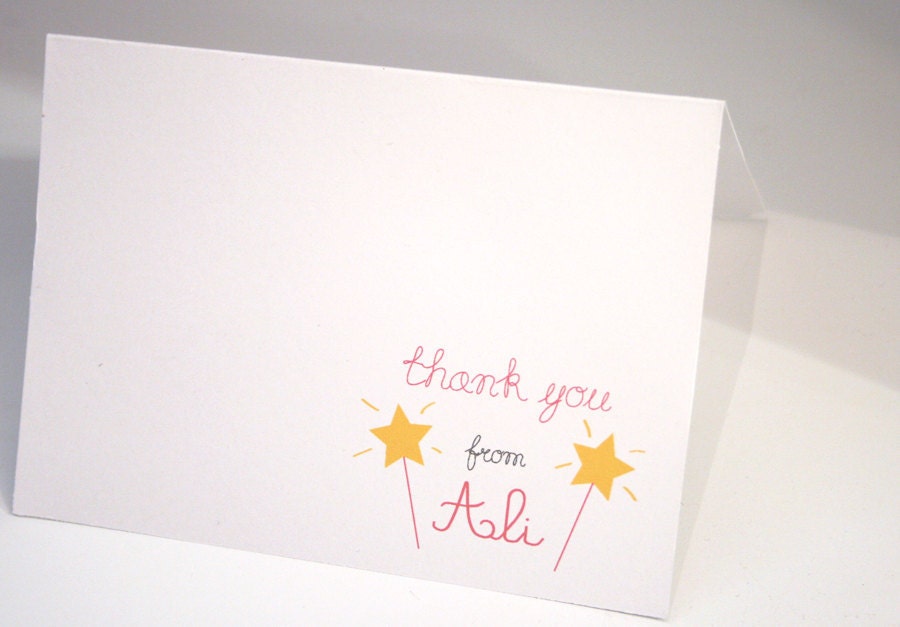 Little Miss Make a Wish -- Girls' Stationery Set - Children's Set of 6 Thank You Cards & Envelopes