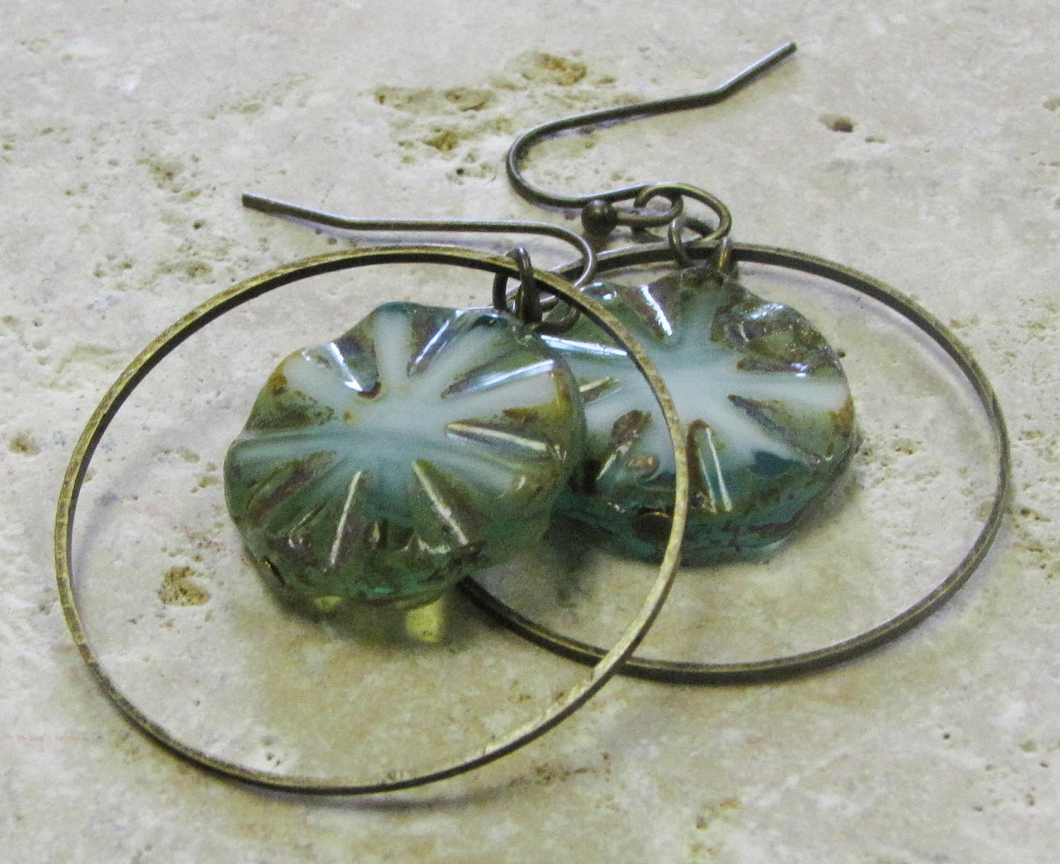 Ocean Waters Brass Hoops