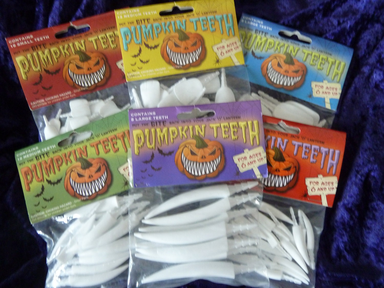 pumpkin teeth 6 Pack Special. (You Choose) Mix & Match for Masks ,Costumes, Dolls, and Halloween