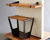 Giddyup Stool - black oxide steel base with reclaimed Cherry slab seat