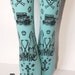 Pirate Printed Narwhal Tights Large Black Pearl on Duck Egg Blue Womens Nautical Tattoos Octopus Squid Sailor