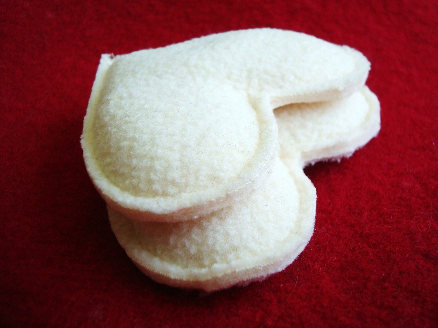 Pocket Hand Warmers Fleece VANILLA CREAM Hearts Eco Friendly by WormeWoole