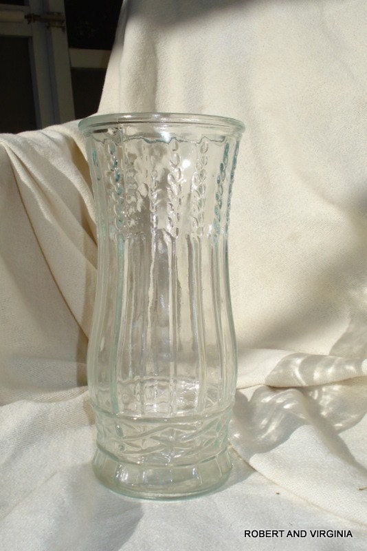 Items Similar To Vintage Brody Co Clear Glass Vase Wheat Trellis On Etsy 1257