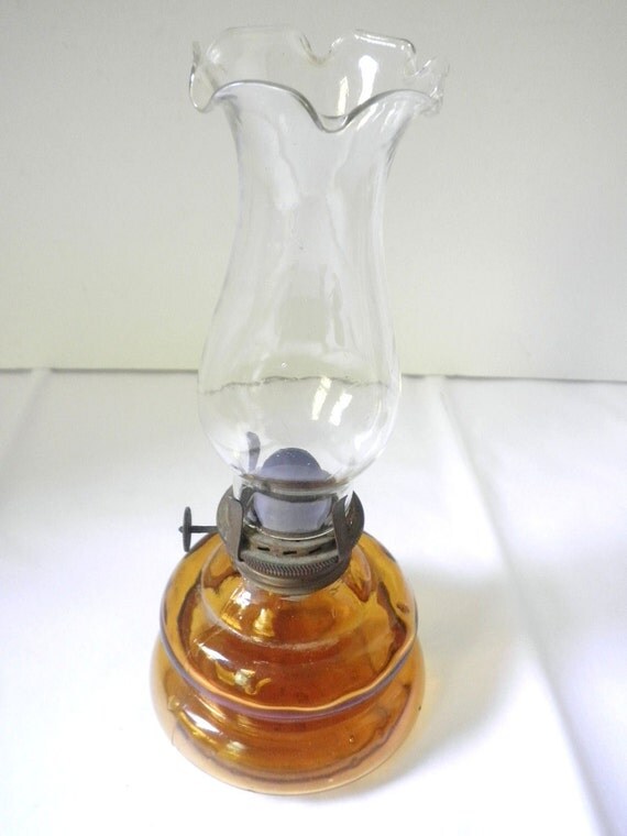 Miniature Amber Round Base Hurricane Lamp with by shop20max