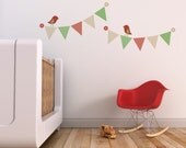 Kids Wall Decal, Nursery Decal and Wall Decal for Children's Rooms. Pennants and Birds Children Wall Decal